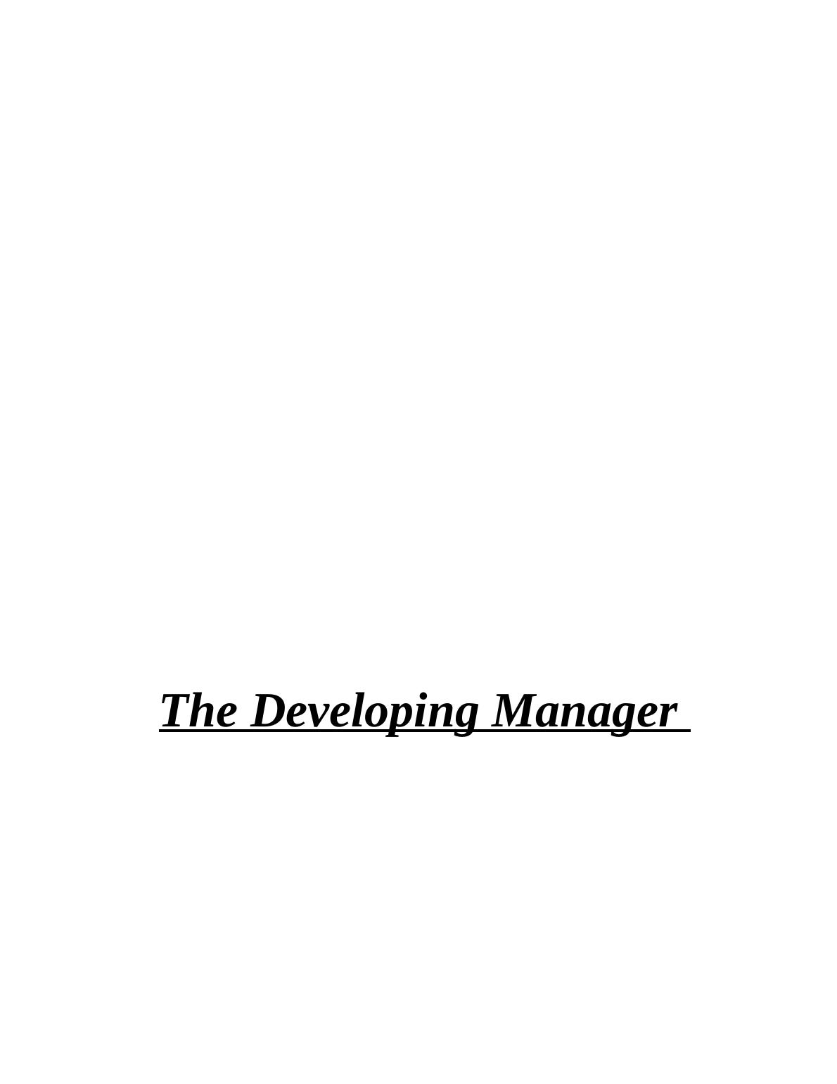 Project on Developing Manager - Hilton Hotels_1