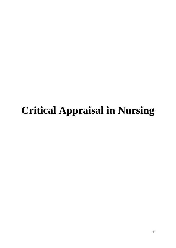 critical appraisal nursing essay
