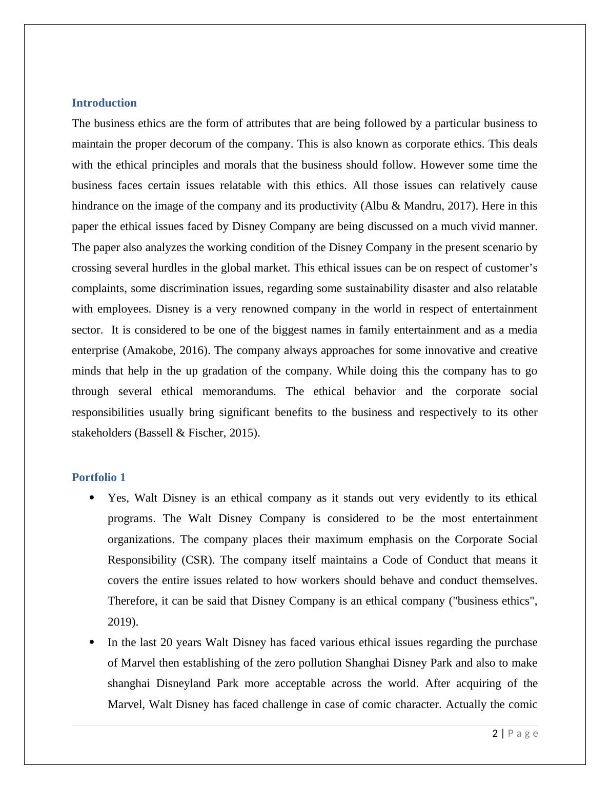 Ethical Issues Faced by Disney Company Desklib