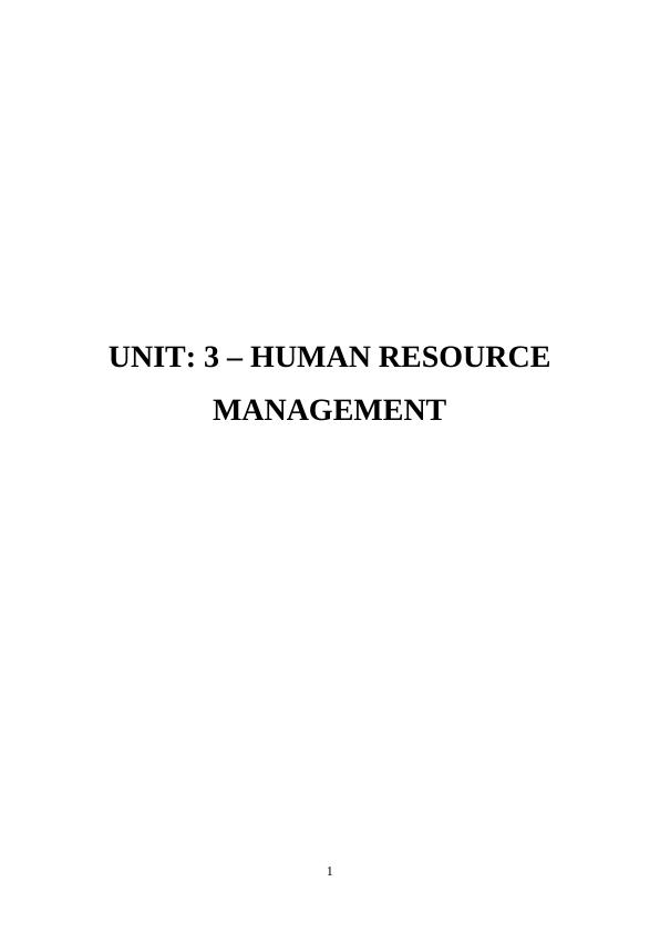 UNIT: 3 – Human Resource Management Solved Assignment_1