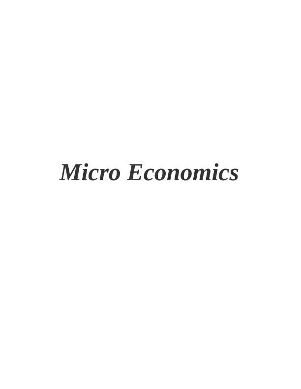 Micro Economics Assignment - Question & Answer_1