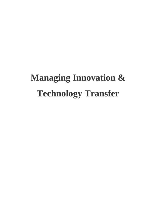 Managing Innovation & Technology Transfer_1