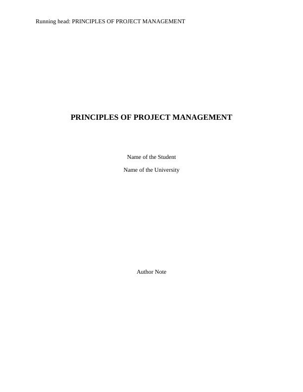 Principles Of Project Management