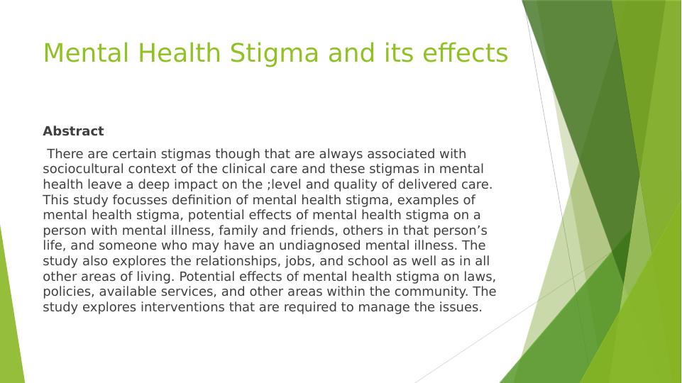 Mental Health Stigma and its Effects | PPT_2