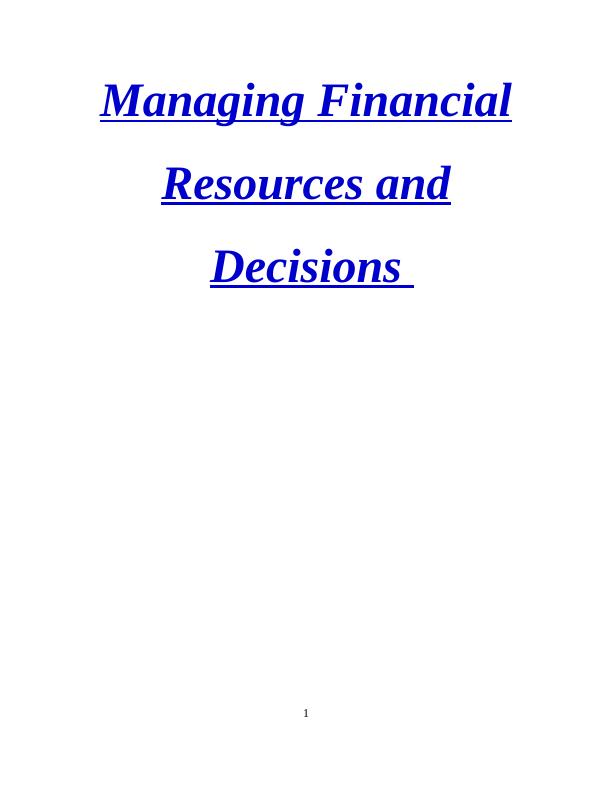 Finance Assignment | Different Sources of Finances_1