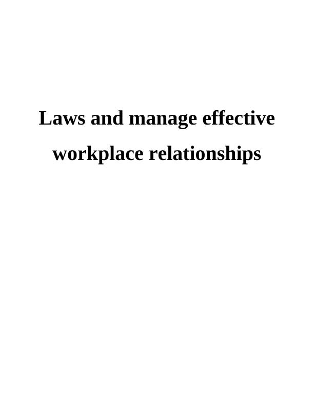 Laws and Manage Effective Workplace Relationships_1