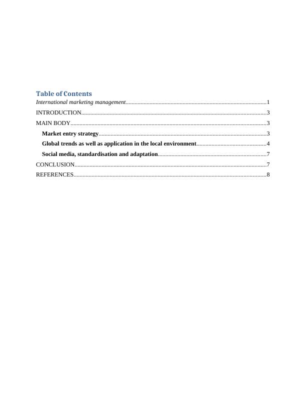 International Marketing Management: Strategies for Market Entry and ...