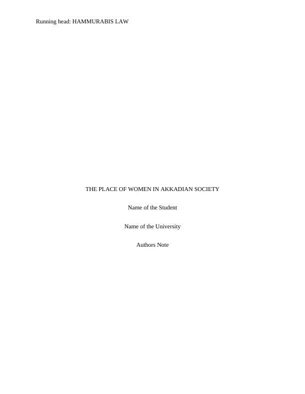 Hammurabis Law Assignment Report_1