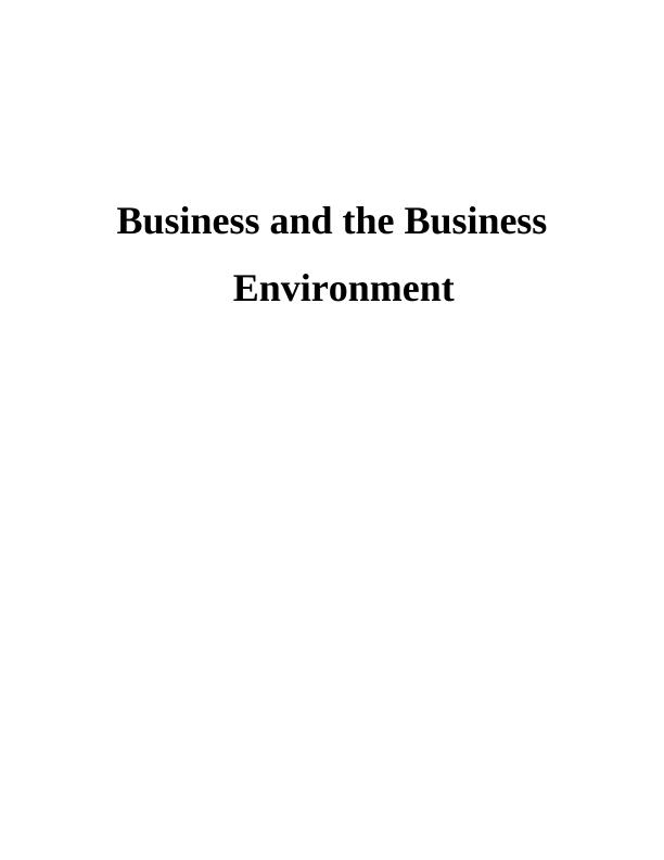 Report on Business and the Business Environment_1