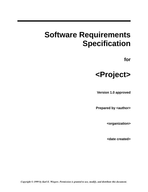 Software Requirements Specification for <Project>_1