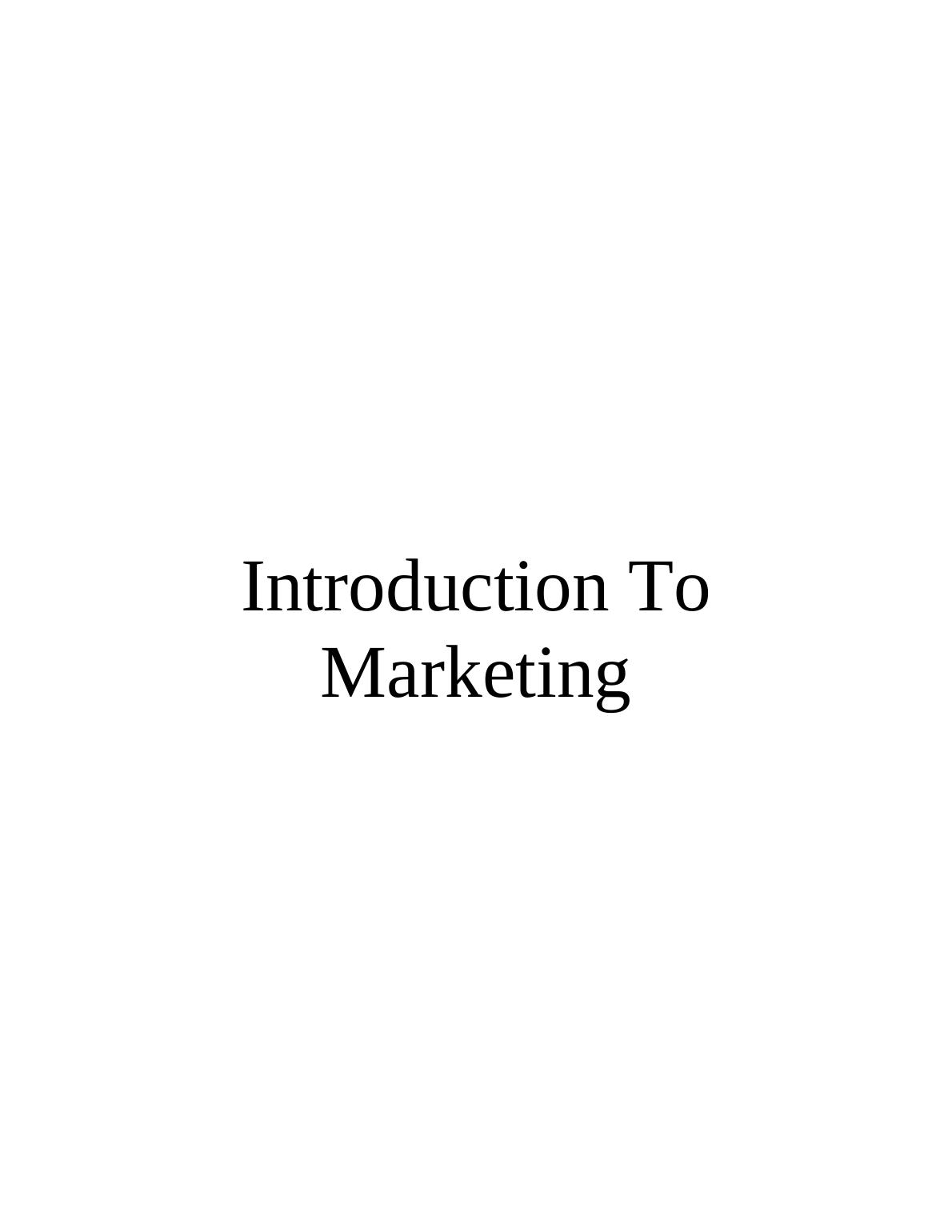 Introduction to Marketing Assignment | Costa Coffee_1