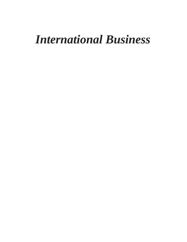 International Business Assignment Sample_1