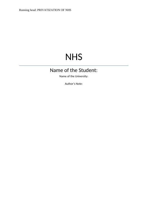 Privatization of NHS Essay_1