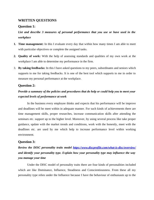 Manage Personal Work Priorities & Professional Development Report_2