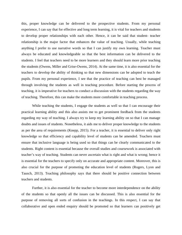 my personal philosophy of teaching and learning education essay pdf