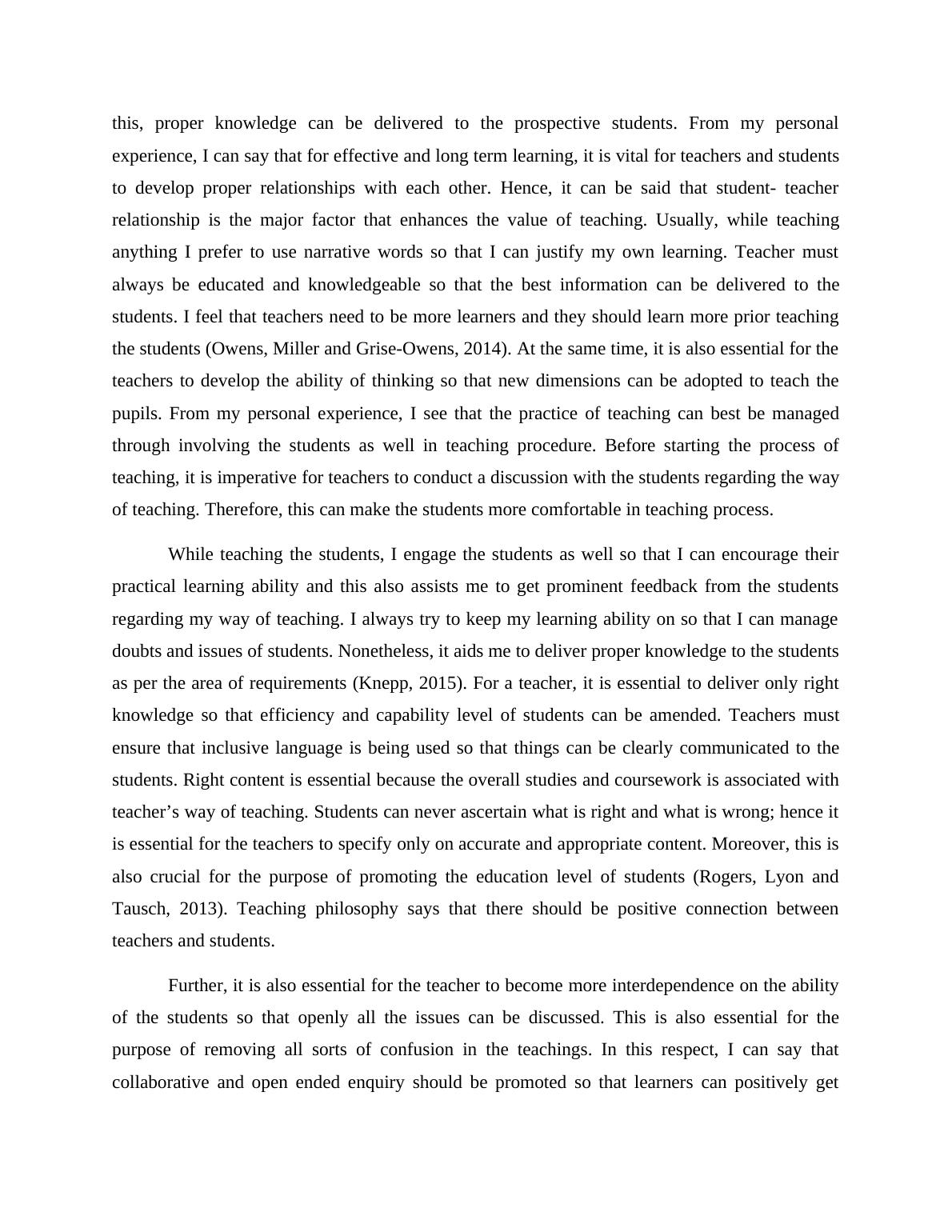 Essay On Personal Philosophy Of Teaching