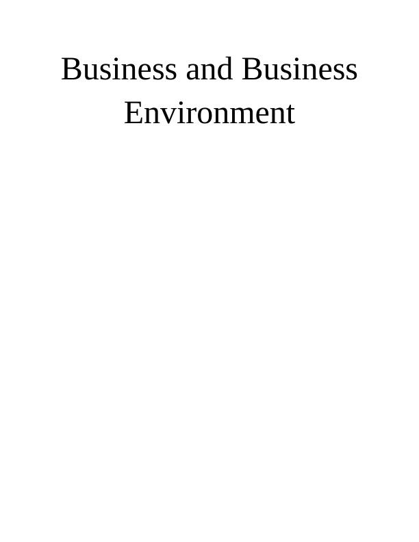 Business and Business Environment Assignment -_1