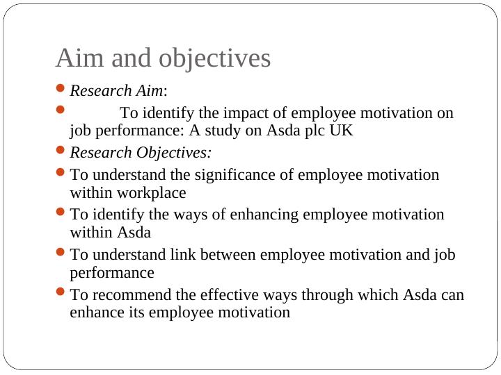 Impact of Employee Motivation on Job Performance: A Study on Asda plc_3