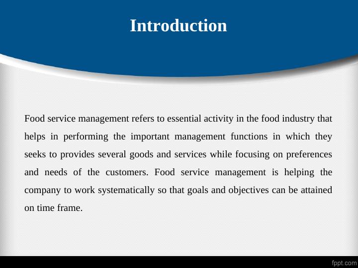 essay about food service management