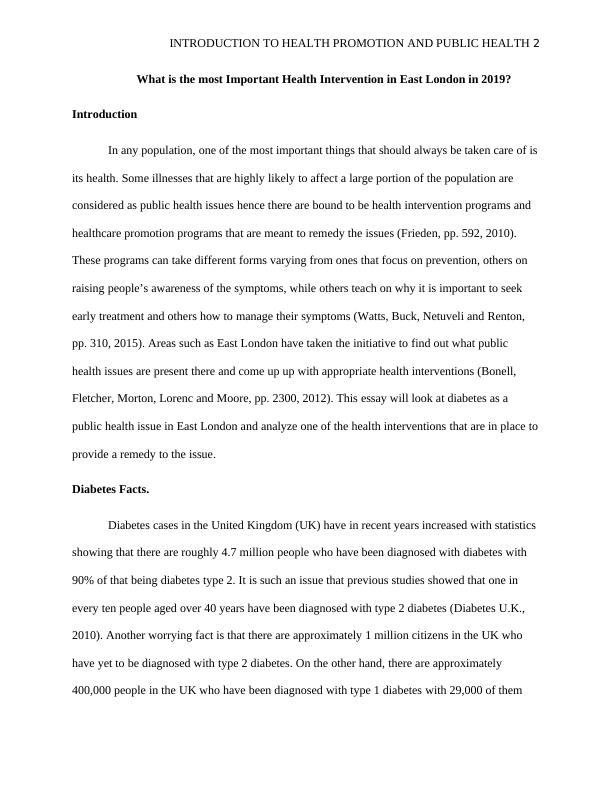 Introduction to Health Promotion and Public Health Essay 2022_2