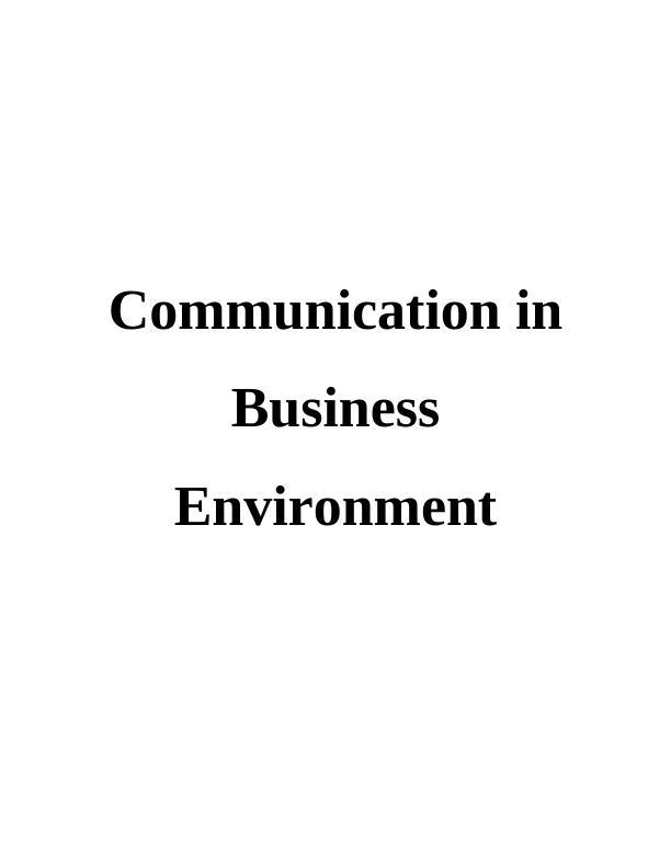 Communication in Business Environment_1