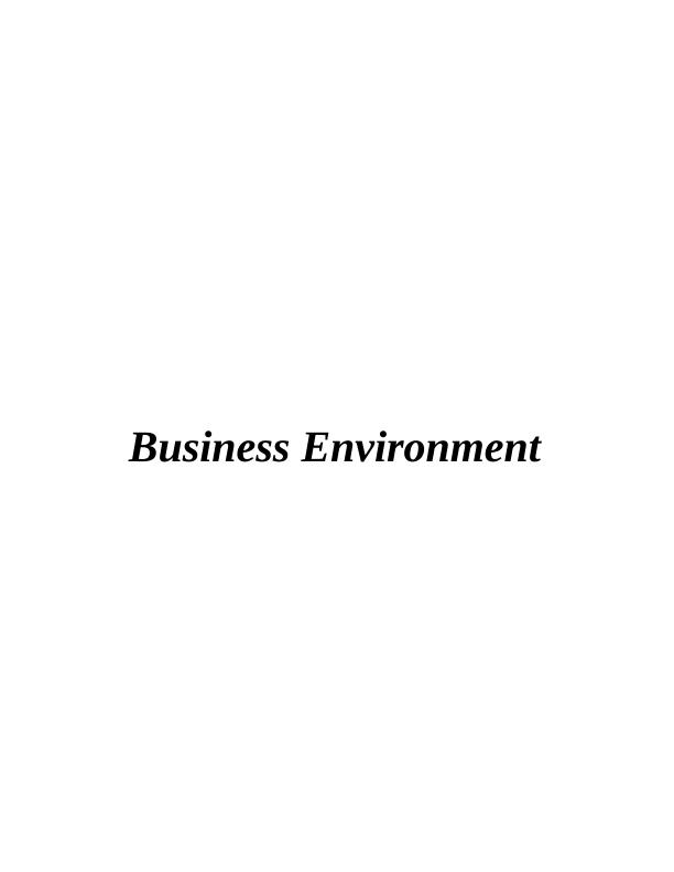 Business Environment of Sainsbury : Assignment_1