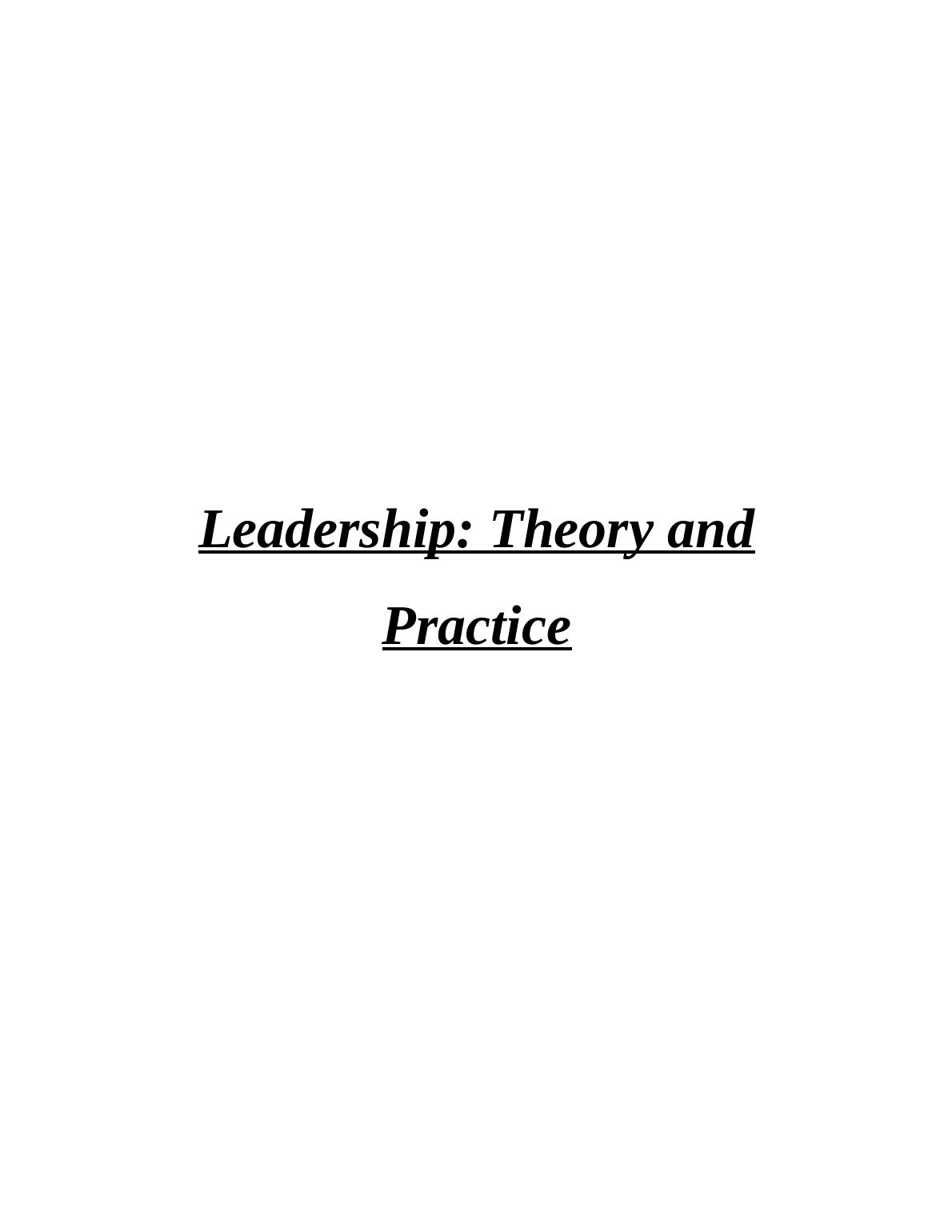 leadership theory and practice case study answers