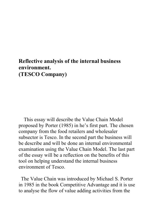 A Value Chain Model for Analysing Tesco Internal Business Environment_1