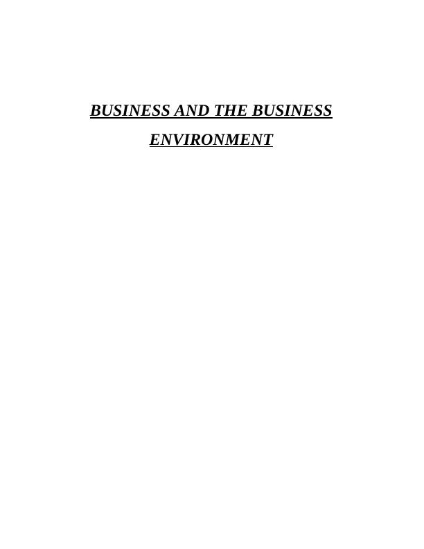 Business and The Business Environment Assignment - Brit insurance_1