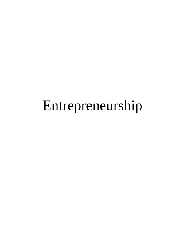 Entrepreneurship | Individual Report_1