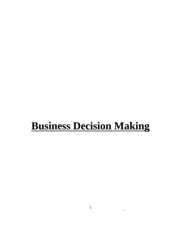 Business Decision Making  - Assignment_1