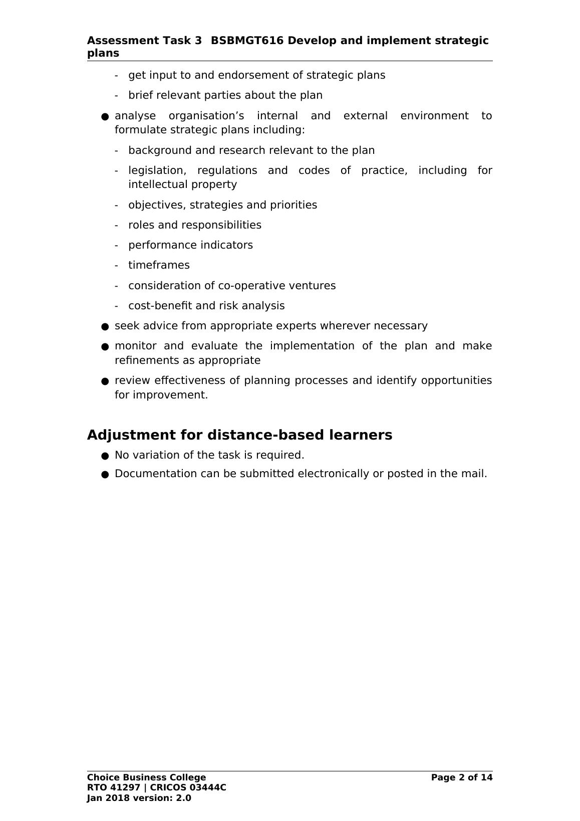 Assessment Task 3 BSBMGT616 Develop and Implement Strategic Plans_2