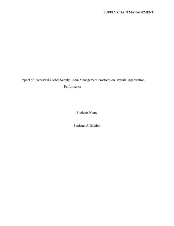 Impact of Successful Global Supply Chain Management Practices on Overall Organization Performance_1