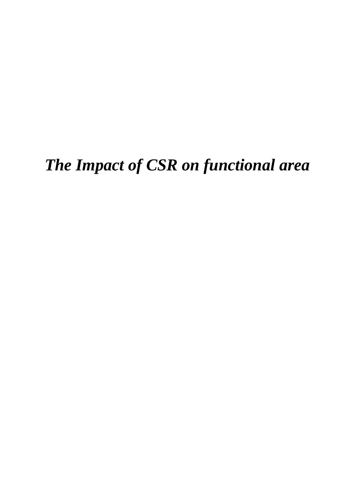 The Impact of CSR on functional area_1