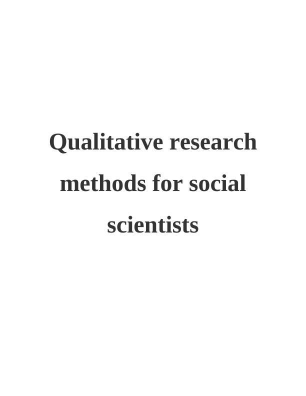 qualitative research methods for social sciences