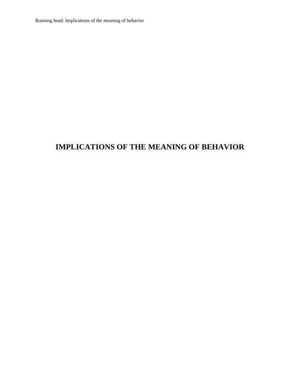 Implications of the meaning of behavior_1
