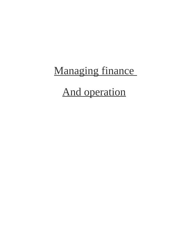 Managing finance And operation_1