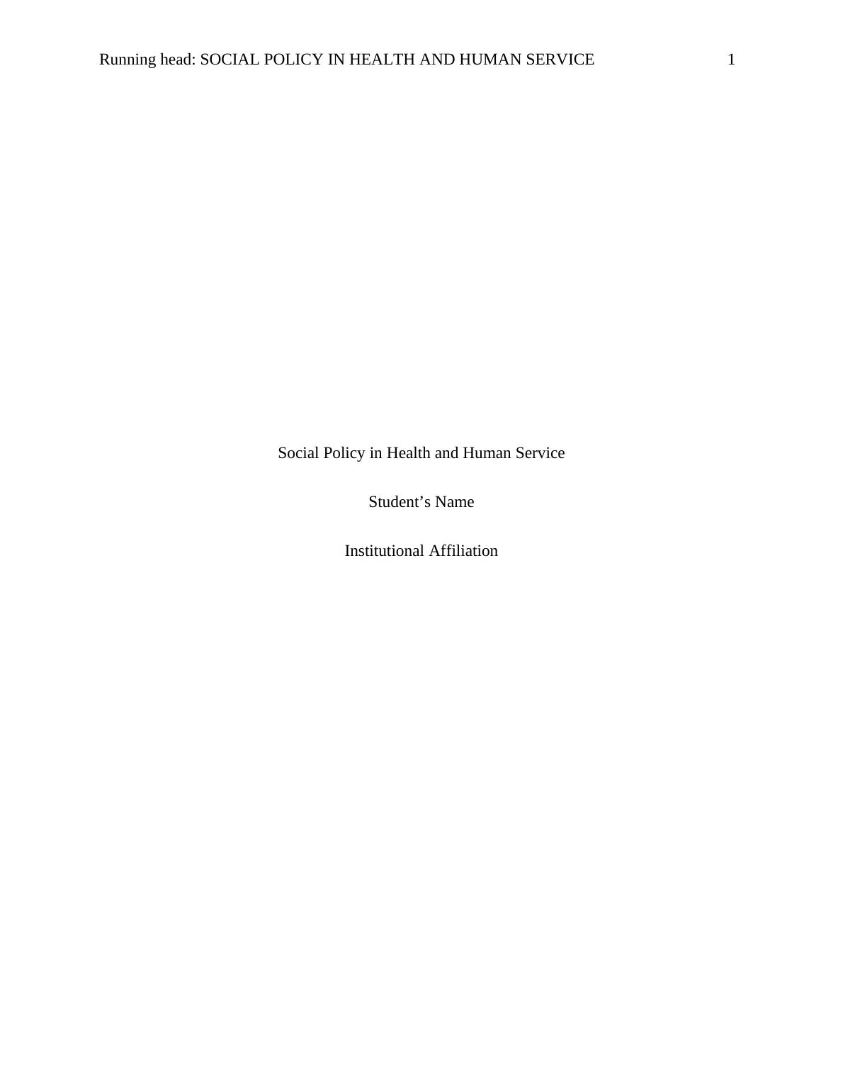 Social Policy in Health and Human Service_1