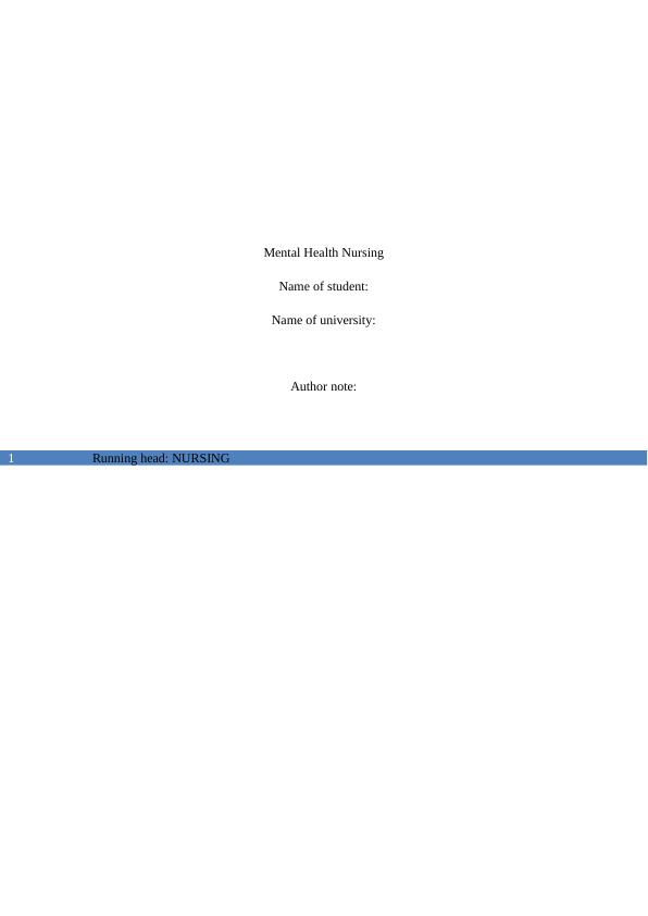Assignment on Mental Health Nursing_1