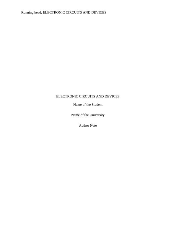 Electronic Circuits and Devices: Operational Amplifiers, Feedback Circuits, and Oscillators_1