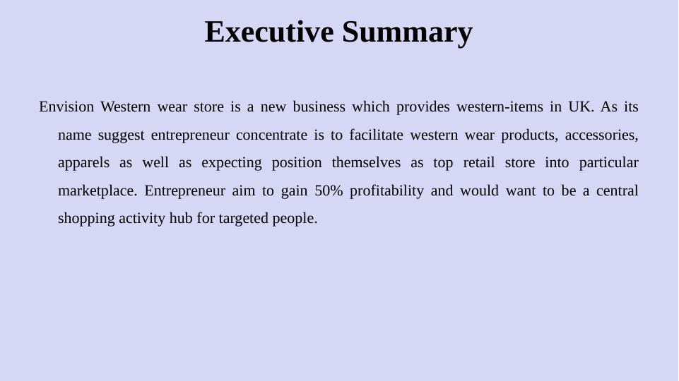 Entrepreneurship and Business Plan for Envision Western Wear Store_4