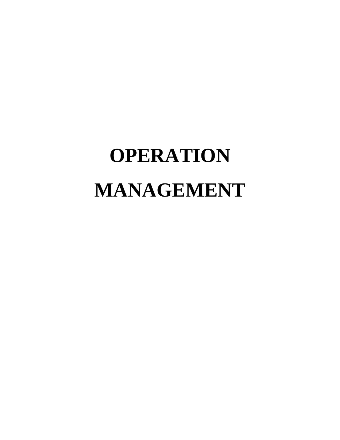 Operation Management : Assignment_1