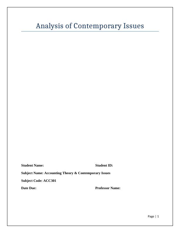 Analysis of Contemporary Issues_1