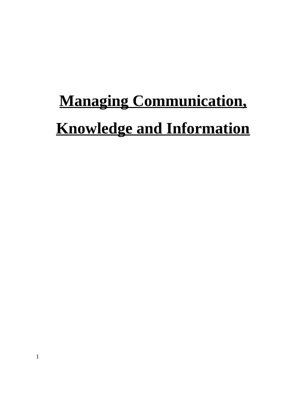 Managing Communication, Knowledge and Information ALDI food shop : Report_1