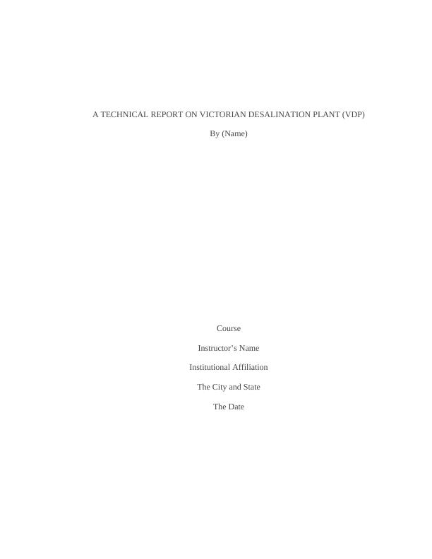 Technical Report on Victorian Desalination Plant PDF_1