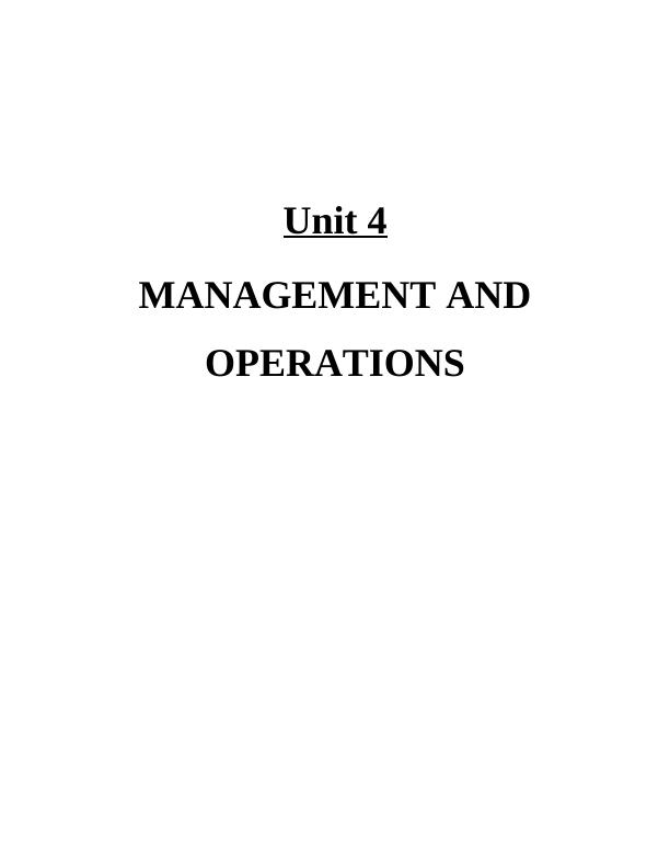Unit 4 Management and Operation : Report on Toyota_1