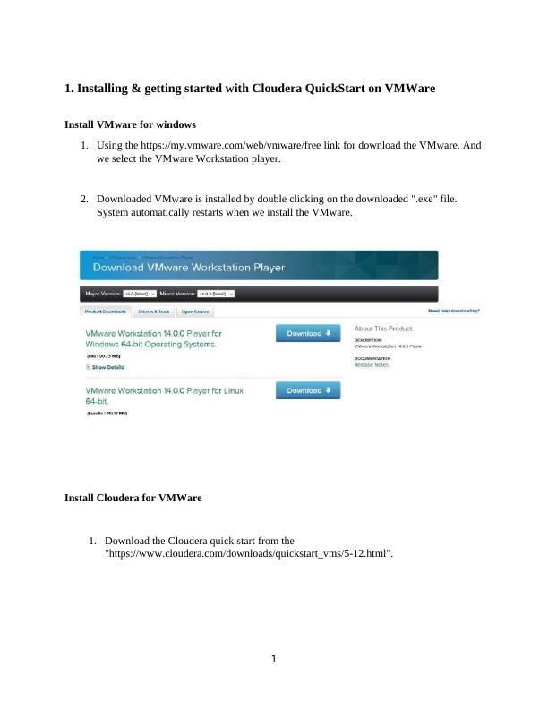 Installing & getting started with Cloudera QuickStart on VMWare_1