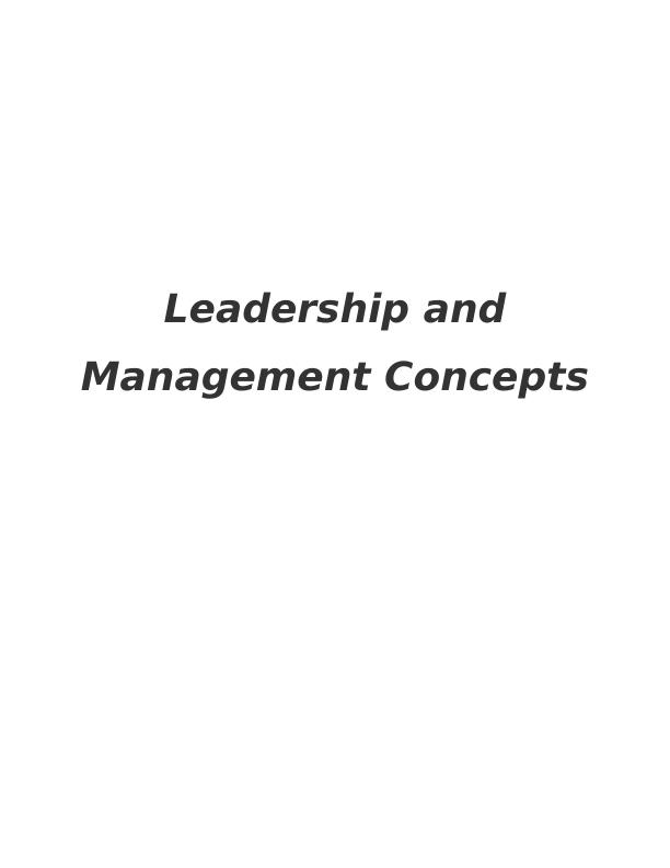 (PDF) Leadership and Management Concepts : Assignment_1