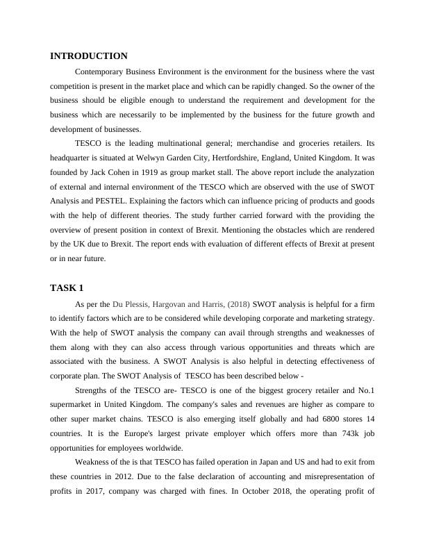 Contemporary Business Environment: SWOT and PESTEL Analysis of TESCO_3
