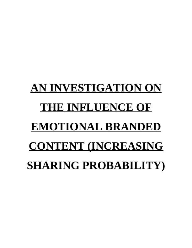 Investigation On The Influence Of Emotional Branded Assignment_1